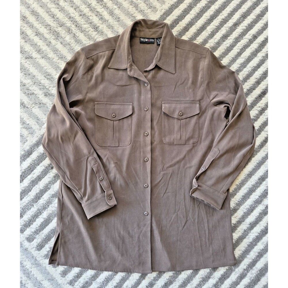 Men's Style &Co Brown Suade Feel Button-up Size M